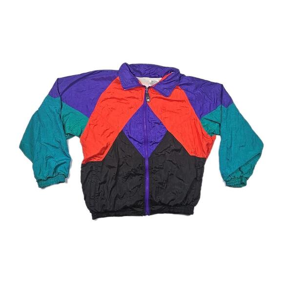 VTG Rossignol - Purple/Teal/Red/Black Colorblock Windbreaker Jacket - Womens Med - Picture 1 of 12
